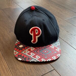 New Era Aztec Philadelphia Phillies Snap Back Black With Aztec Brim 7 1/4 / L